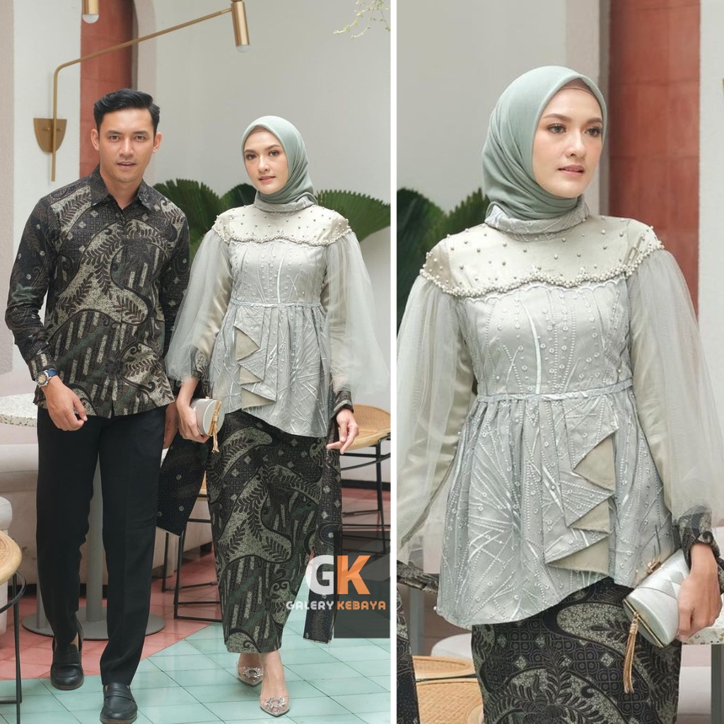 Batik Couple Kebaya Modern Tunangan Lamaran Baju Kondangan Terbaru 2022