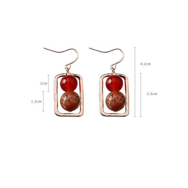 LRC Anting Gantung Fashion Color Gold Foil Ball Color Matching Irregular Geometric Earrings F54331
