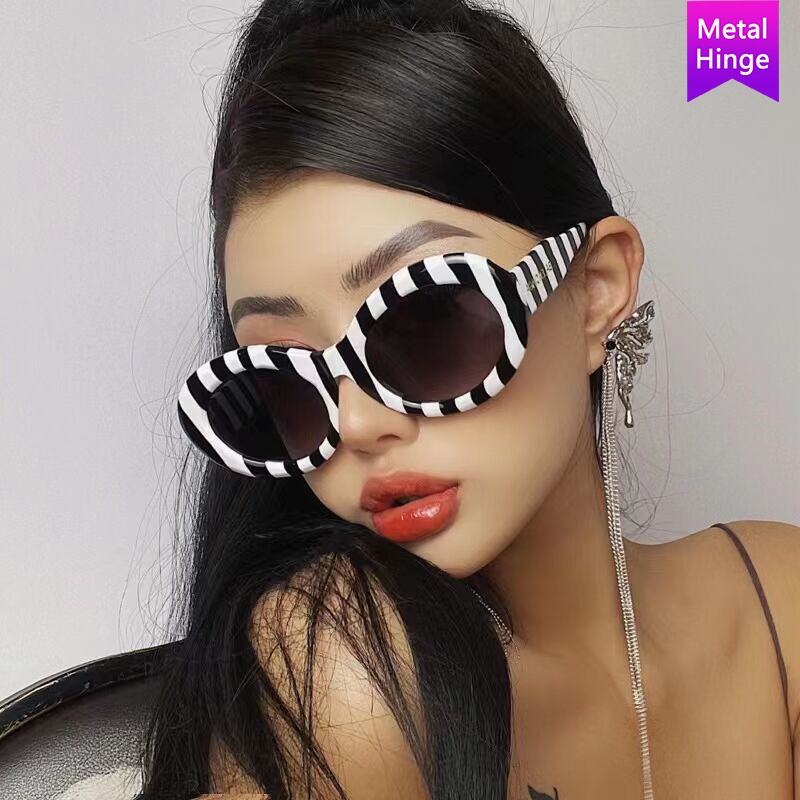 2021 new oval fashion European and American metal hinge sunglasses