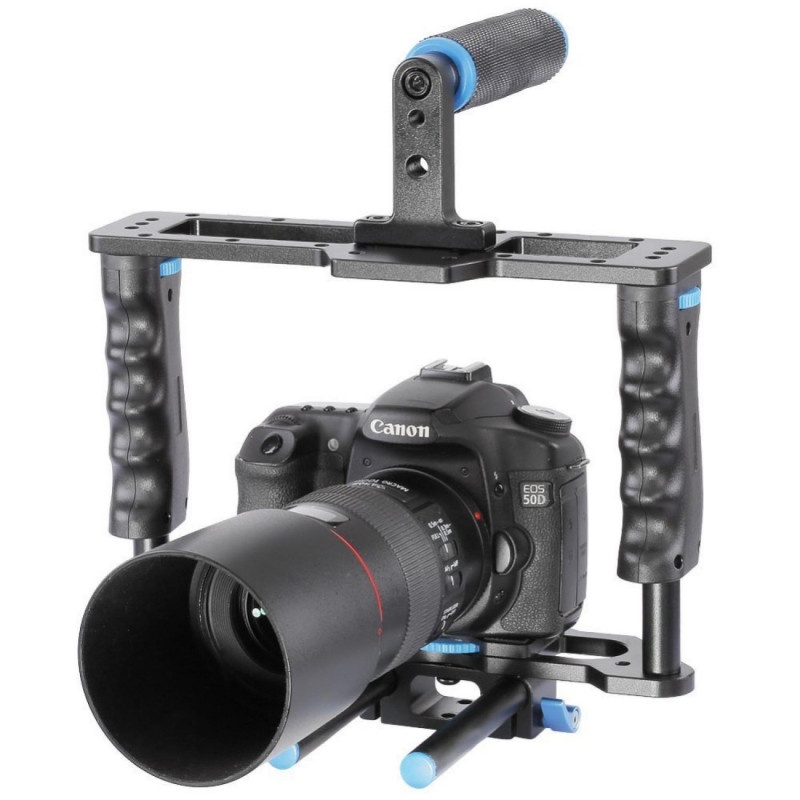 Stabilizer Shoulder Support Follow Focus Rig Kamera DSLR 5in1 Aluminum