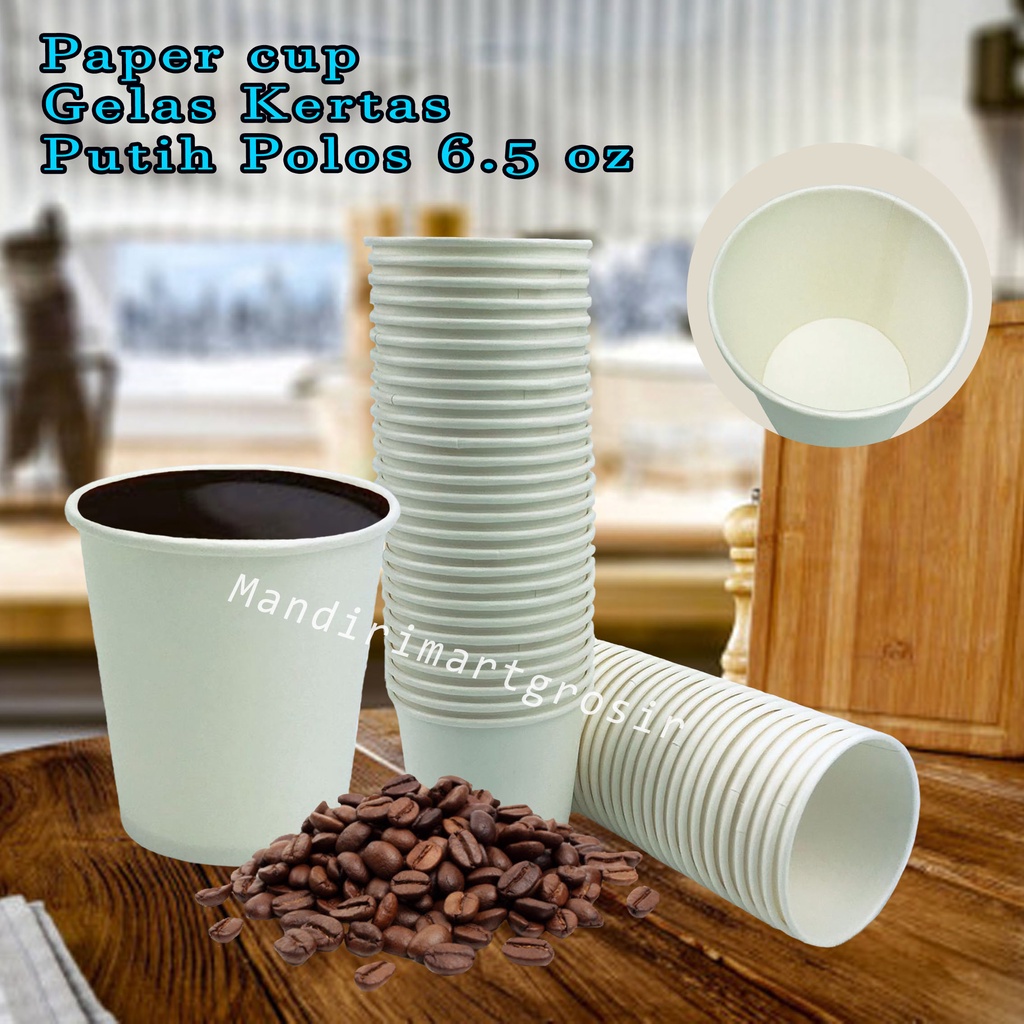 Paper cup * Gelas Kertas * Putih Polos * 6.5 oz