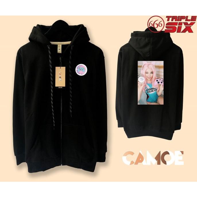 Jaket Hoodie Zipper Belle Delphine Ahegao Gamer Girl