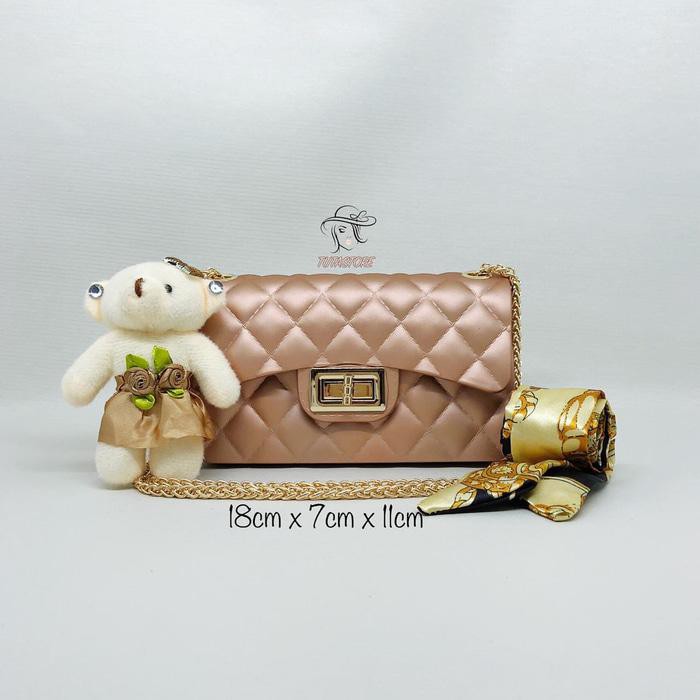 KUALITAS PREMIUM TAS IMPORT JAKARTA CHANEL CLASSIC JELLY MATTE UK18 (MINI) TSM18D - HITAM 