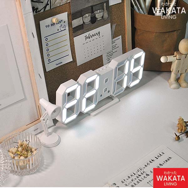 THOME Jam Meja Dinding Digital 3D LED Clock Bentuk Angka Modern Minimalis