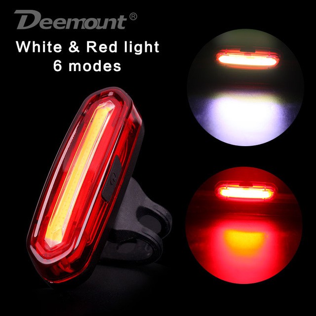 Deemount Lampu belakang Sepeda LED 120 Lumens USB Rechargeable di cas lampu belakang sepedah led / lampu sepedah  Red/White