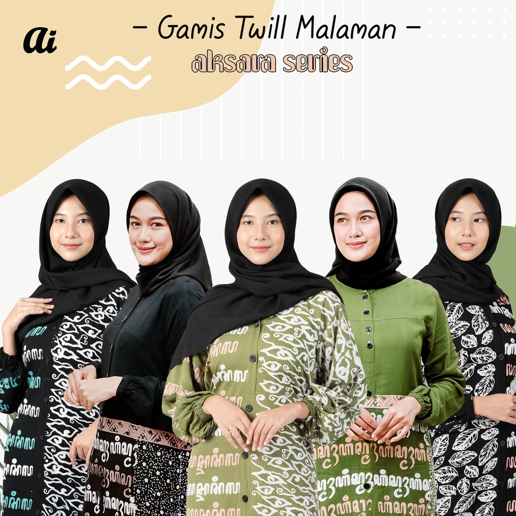 Gamis twill aksara  dress twil ori busui syari