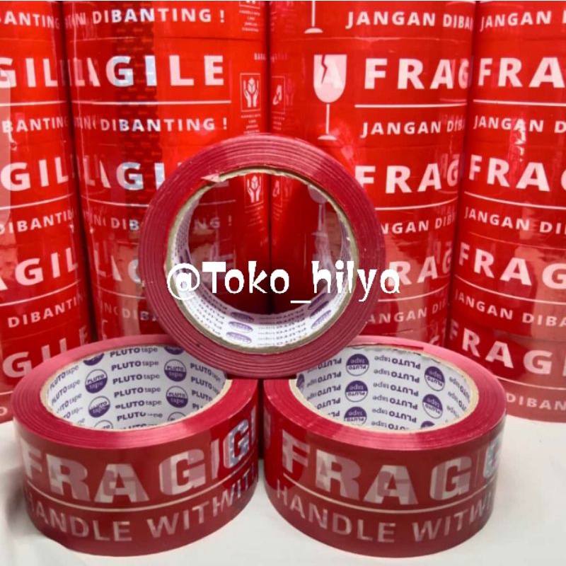 

Lakban Fragile Merah 100 yard/pluto tape