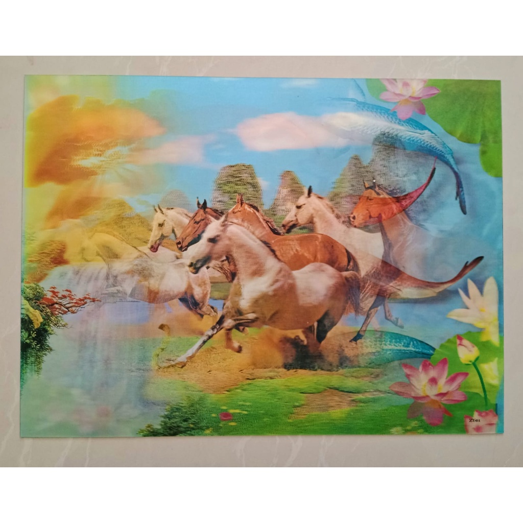 Poster Gambar 3D / 3 Dimensi Kuda Ikan Harimau 30x40cm
