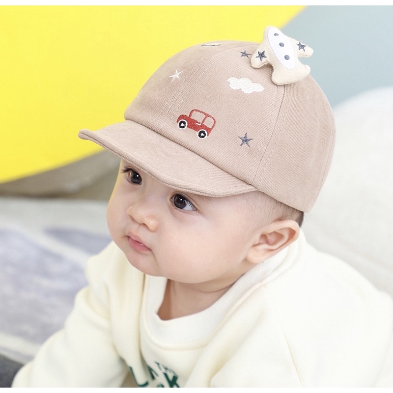 Topi Baseball Anak Bayi Model PLANE Import / Baby Baseball Hat-Brown