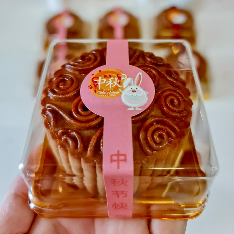 

pink rabbit seal sticker lucu label mika mooncake mid autumn festival stiker lucu motif hiasan box