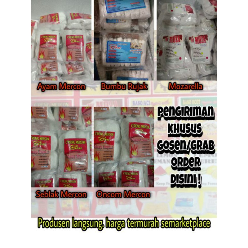 

CIRENG ISI AYAM MERCON/ONCOM MERCON/SEBLAK MERCON/MOZARELLA/RUJKA CIRENG PROMO TERMURAH