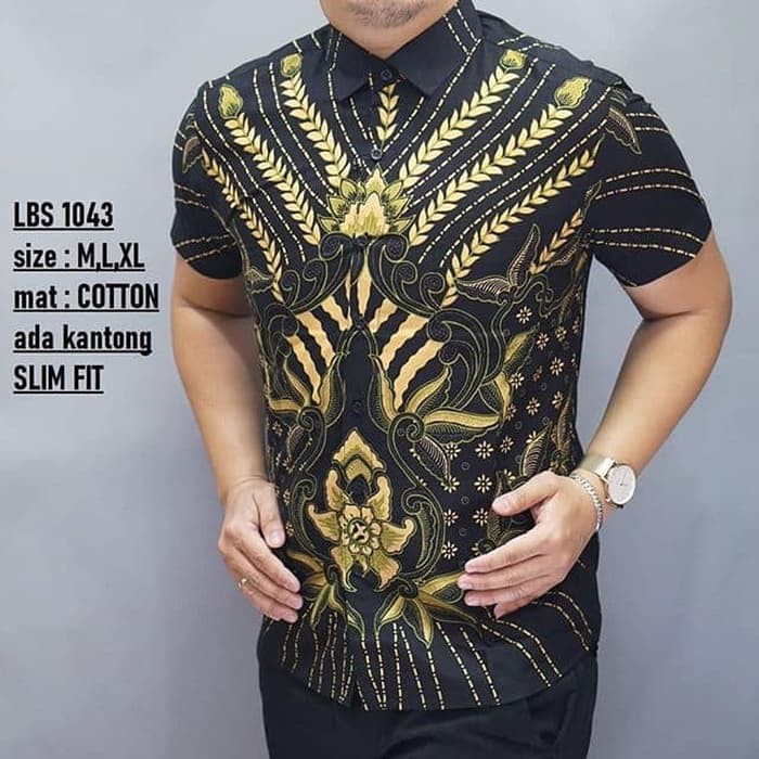 KEMEJA BATIK FORMAL LBS 1043 BAHAN KATUN KEMEJA LENGAN PENDEK