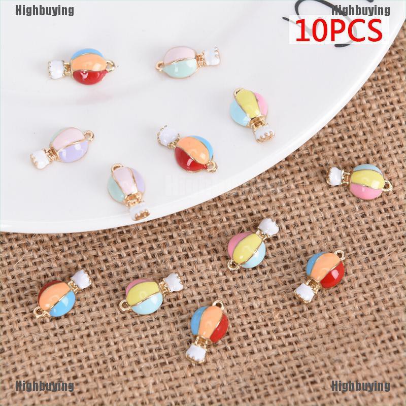 Hbid Glory 10Pcs Liontin Enamel Bentuk Balon Udara Bahan Alloy Untuk DIY Perhiasan