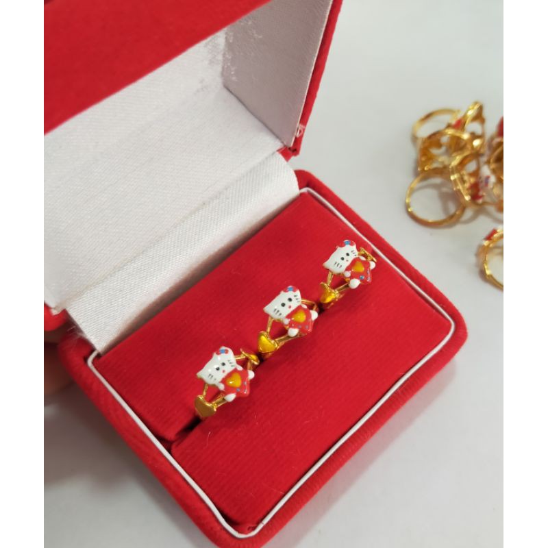 Cincin anak cat Hello Kitty, perak 925, sepuh emas kuning, 35.000/pcs