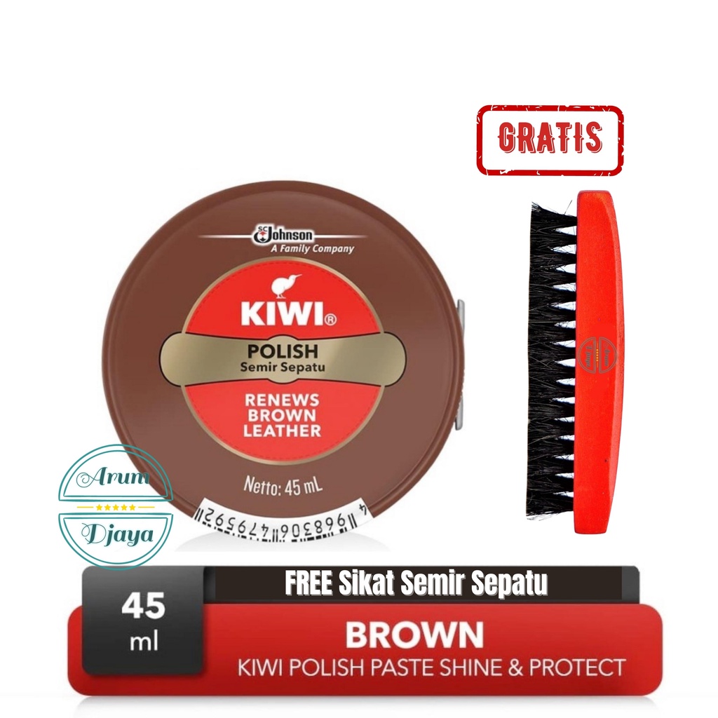 Kiwi Semir Sepatu Coklat - Kiwi Paste SP Shoe Polish Brown 45mL FREE Sikat Semir