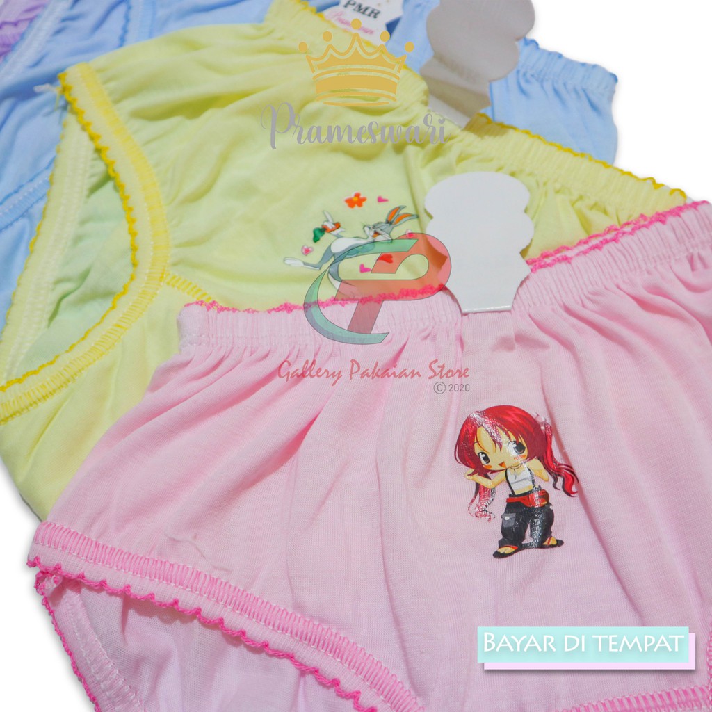 CELANA DALAM ANAK PEREMPUAN 6 PCS MULTI WARNA SIZE S/M/L TERMURAH