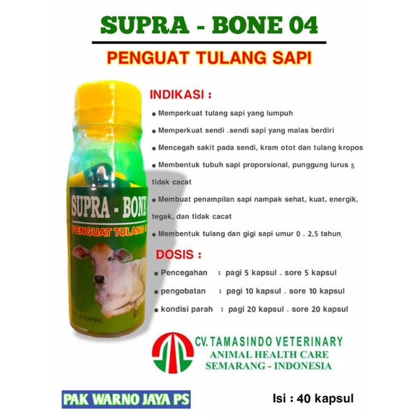 SUPRA-BONE 40 OBAT PENGUAT TULANG SAPI YANG LUMPUH