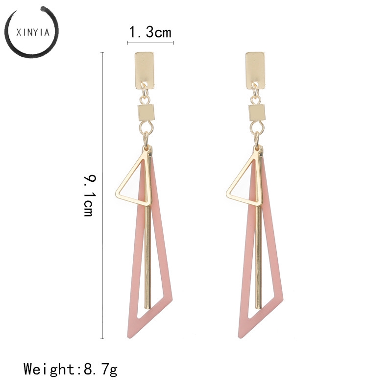 [Bayar Di Tempat] Anting Tusuk Bentuk Segitiga Geometris Gaya Korea Untuk Wanita J718