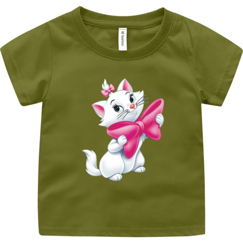 Kaos Anak Perempuan kucing Pita Baju Anak Cewek T-shirt anak Atasan Anak 2-10 Tahun