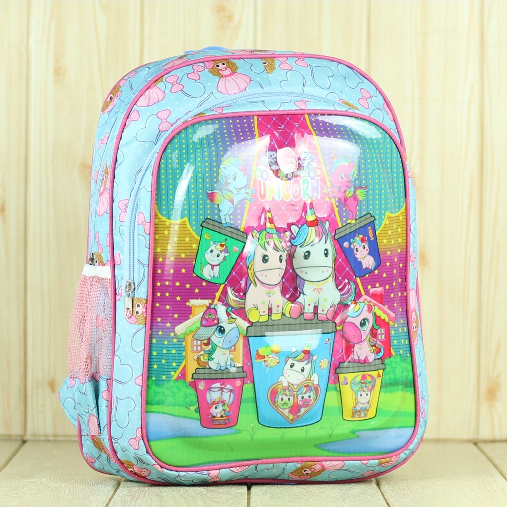 Tas Sekolah Sd Backpack Tebal Anak Perempuan Sd Tk Lampu Unicorn Tas Biru Lucu Ransel Unicorn Cantik