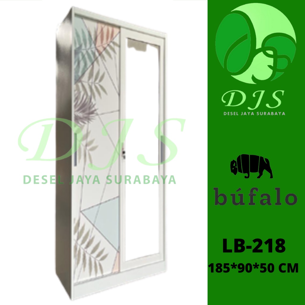 Lemari Baju Besi Sliding LB-218 - Lemari Besi Kaca - Lemari Pakaian lebar 90 cm - Lemari Pakaian Bes