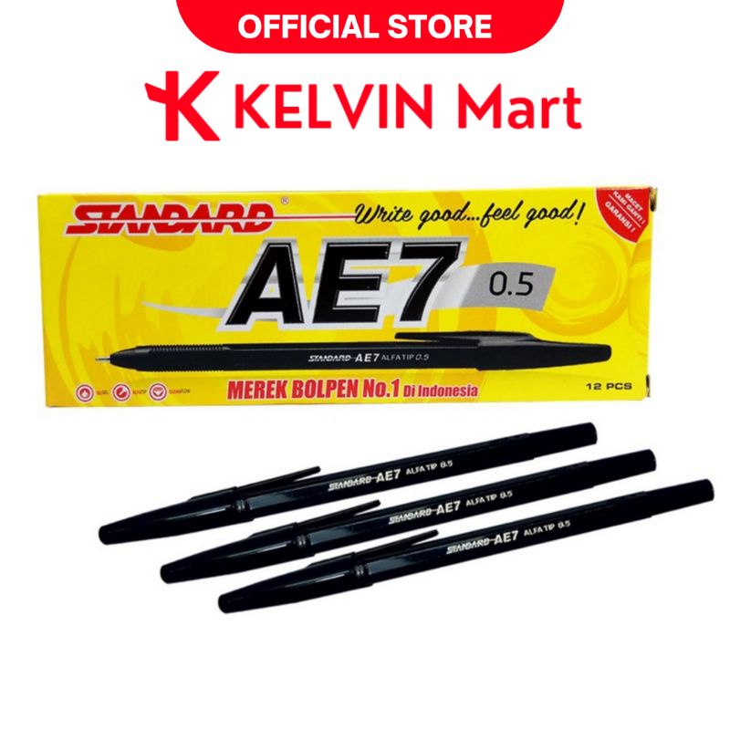 

Pen Standard AE7 Ballpoint Pulpen Hitam isi 12 pcs | KELVIN Mart