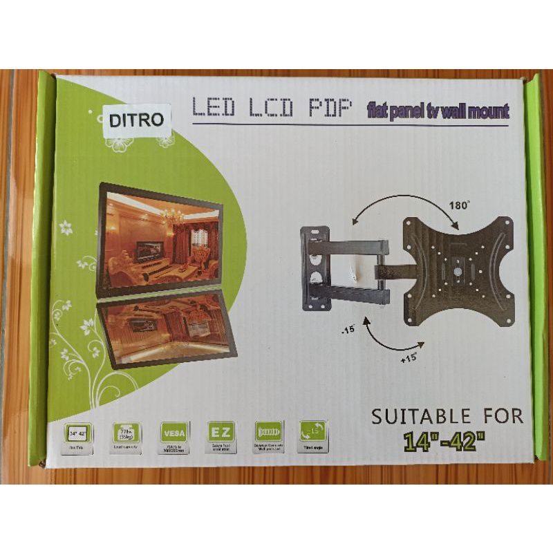 Bracket TV Led LCD Swing 15 inch sampai 42 inch muter kanan kiri maju mundur swing Bisa untuk semua TV LED