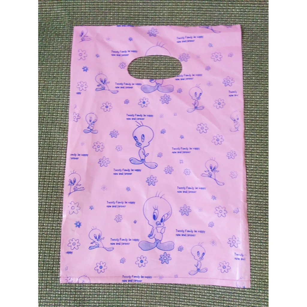 

Tas Plastik Plong Warna Warni Motif Tweety 20x30cm 1 pack isi 100 Biji, 0674