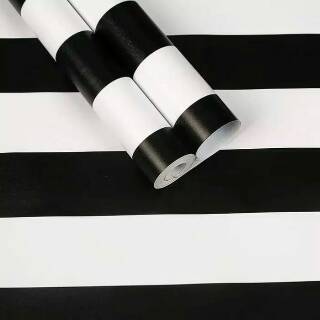 Wallpaper Sticker  Dinding  motif  Salur Hitam Putih 