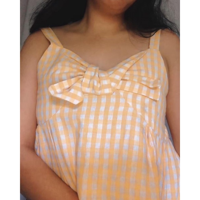 tanktop ruffle pita tali kotak tartan korean y2k rare item