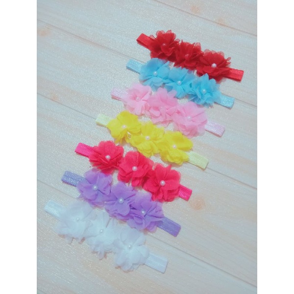 BANDANA BAYI TIGA BUNGA HEADBAND BAYI FLOWER