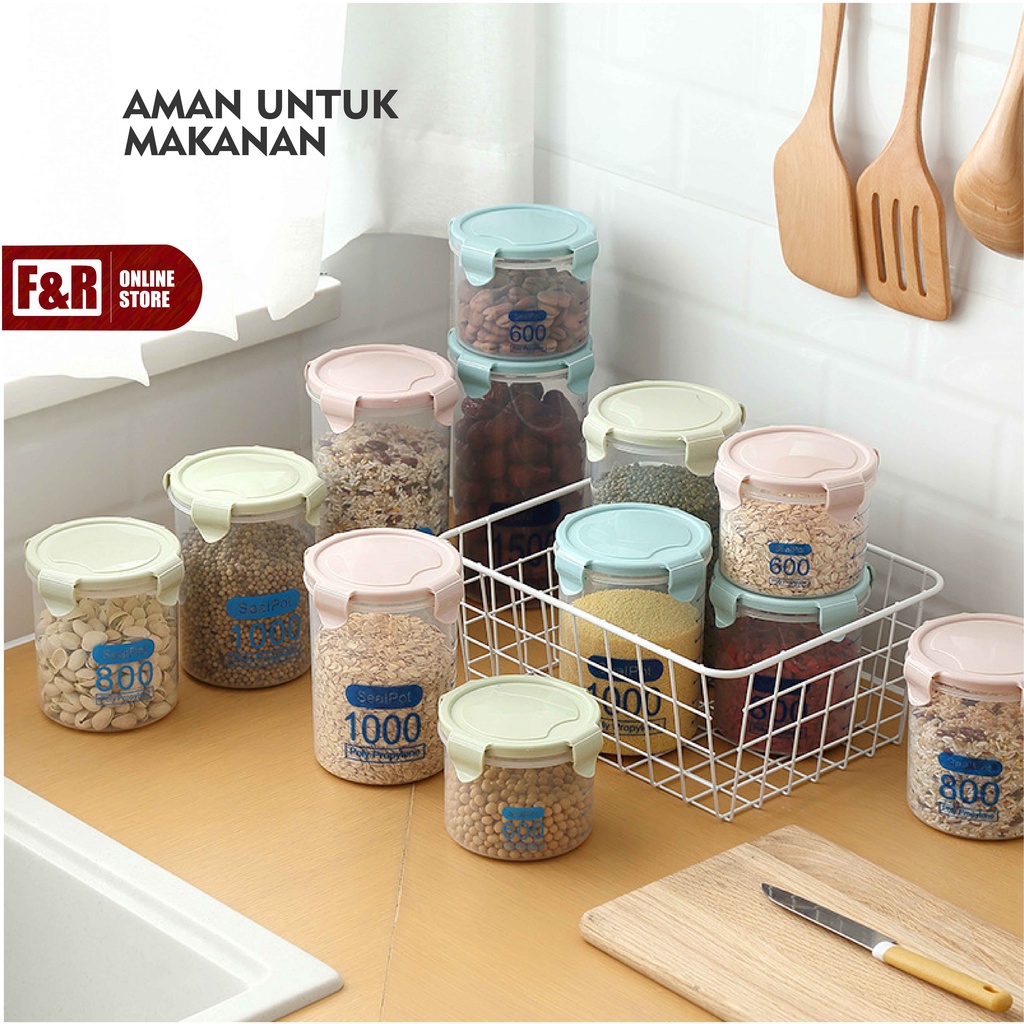 Toples Sealware Tempat Penyimpanan Makanan Kue MPASI Susu Bahan PP Food Grade Toples Transparan Tempat Nyimpan Makanan Dengan Karet Seal