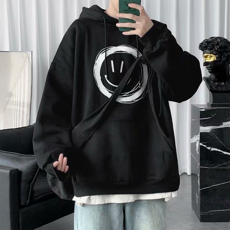 Hoodie SMILE Big Size (S - 6XL) Jacket Boy Girl Oversize S M L XXL XXXL 4XL 5XL 6XL Smiley Unisex Korean Harajuku Style Fleece Premium Lilac Putih Hitam Abu Paralon Jaketin Aja Jumbo