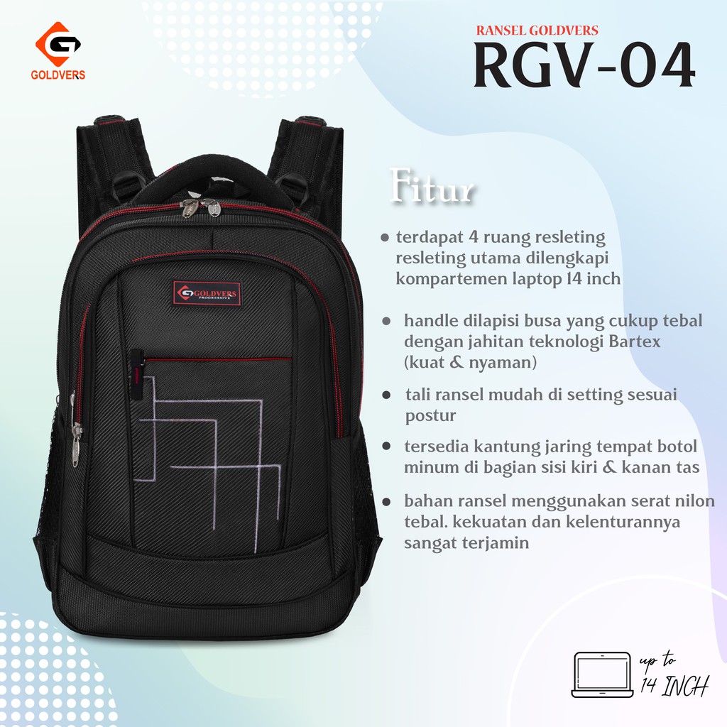 Tas Ransel POLO GOLDVERS Tas Sekolah Tas Ransel Laptop 14 Inch Tas Ransel Kuliah Backpack - KREATIVO