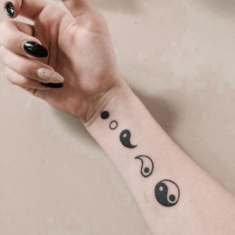 Tato Tempore Yin Yang Stiker Tato Minimalis - YIN