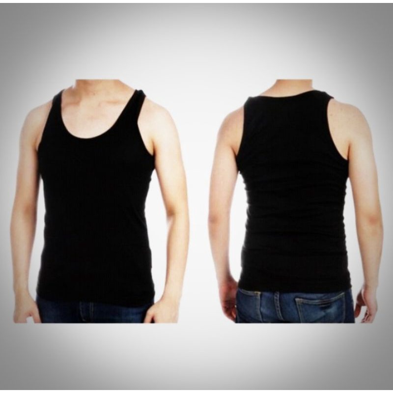 1/2 Lusin singlet warna hitam / 6pcs kaos dalam warna hitam murah