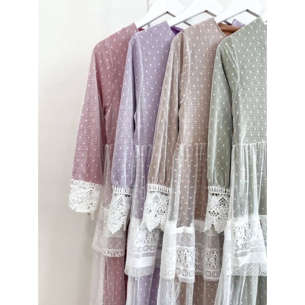 TIYARA DRESS PREMIUM GAMIS PESTA FASHION MUSLIMAH WANITA TERBARU KEKINIAN BAHAN TILE DOTY PREMIUM