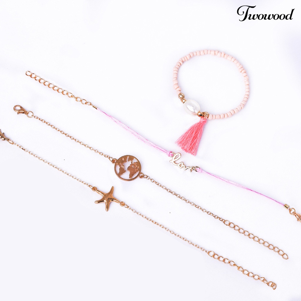 5pcs Gelang Wanita Model Hollow Out Lotus Adjustable Untuk Pesta