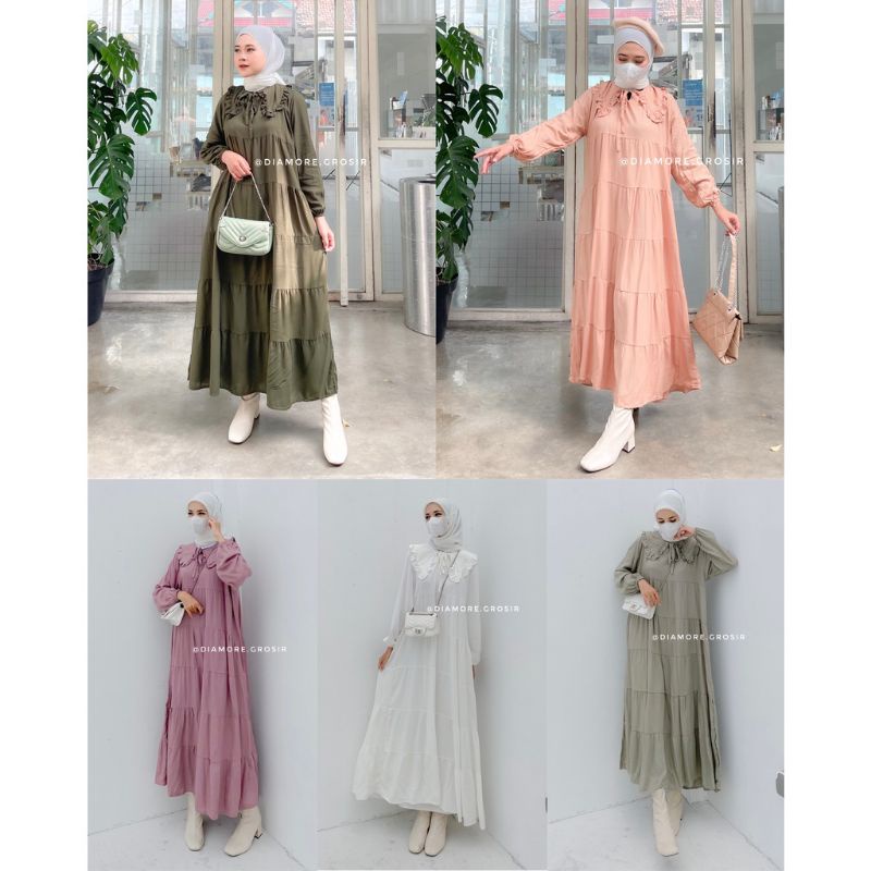 Levo midi dress / dress midi ruffle fashion muslim