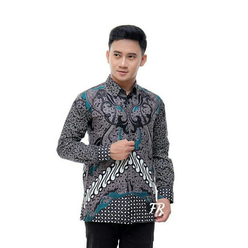 Kemeja Batik Pria Lengan Panjang New Motif G Abu