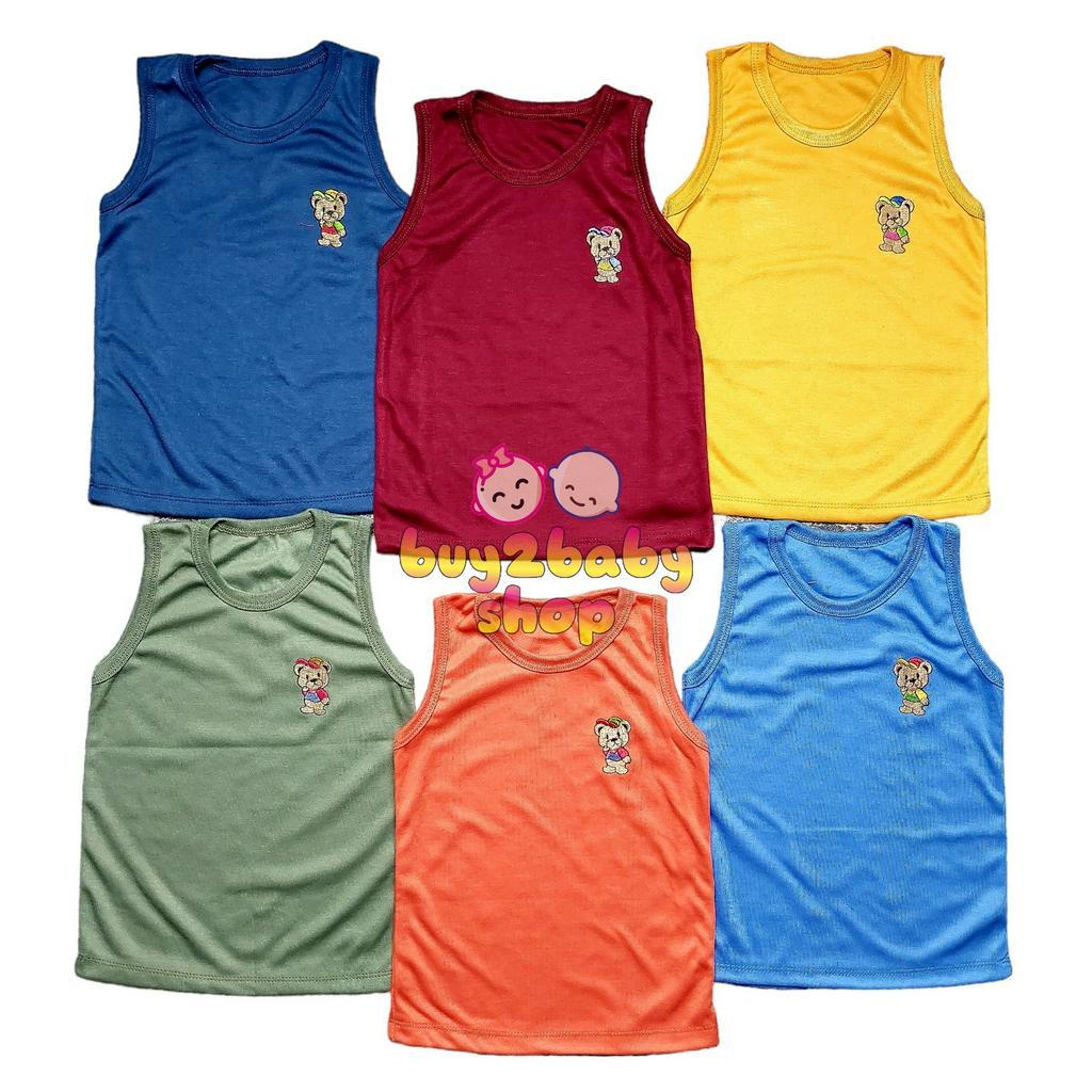 Kaos singlet bayi lusinan kaos lengan kutung lekbong Samleo warna cerah premium usia 0-2 tahun isi 1-6 PCS