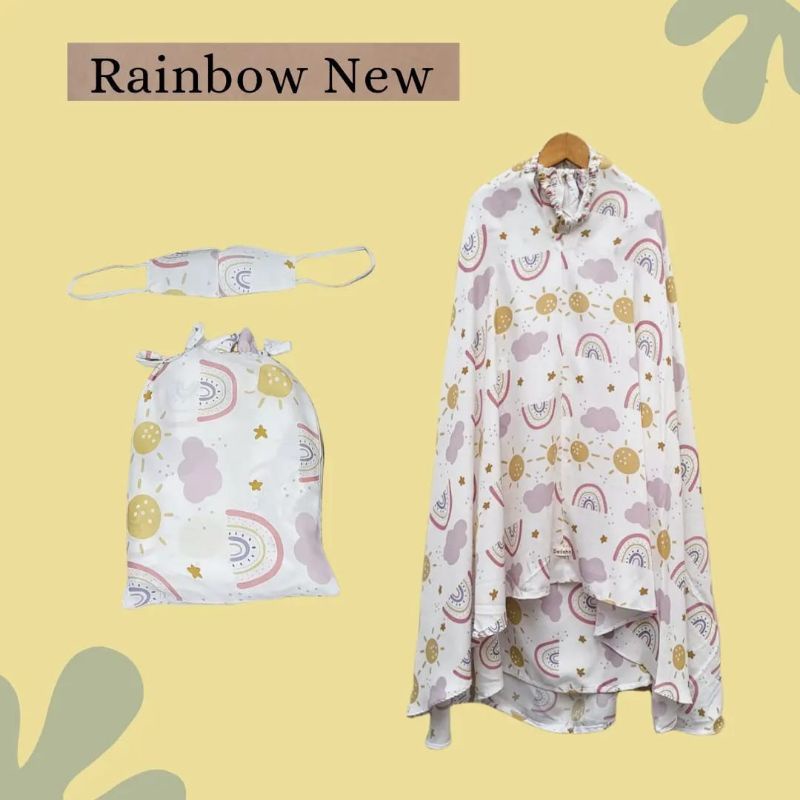 MUKENA COUPLE ANAK DAN DEWASA MOTIF RAINBOW/MUKENA ATASAN BAWAHAN RAYON PREMIUM