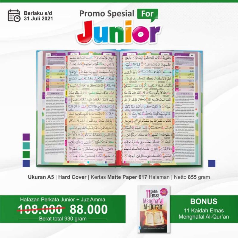 

Al-Qur'an Hafalan hafazan perkata junior 8 blok (Warna Dikirim sesuai stok)
