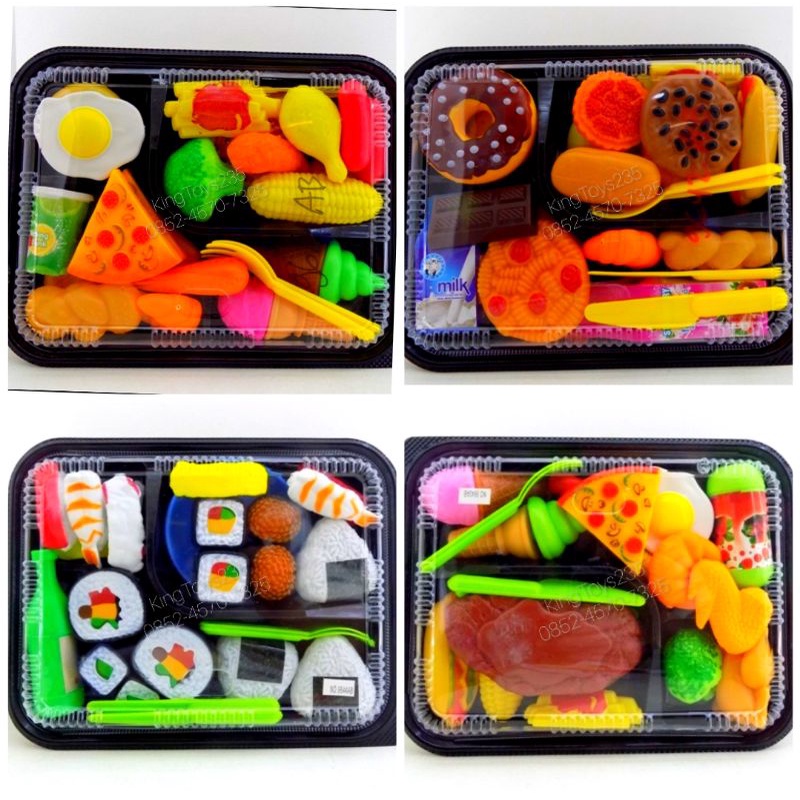 Mainan Anak Makanan Bekal Masak Masakan Onigiri Donat Pizza Telur Es Krim Kue Cake Sushi Set Sayur B