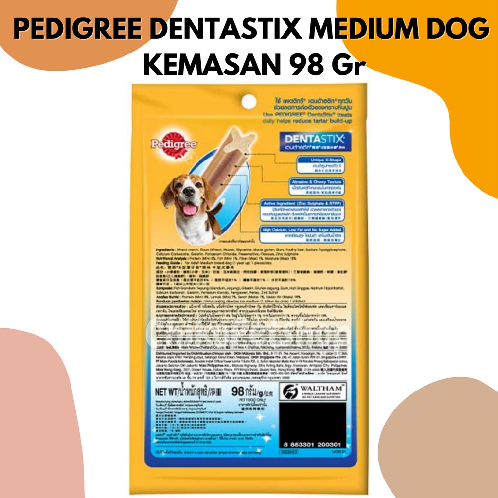 PEDIGREE® Dentastix Medium Snack Anjing 10-25Kg Kemasan 98 gr Isi 4