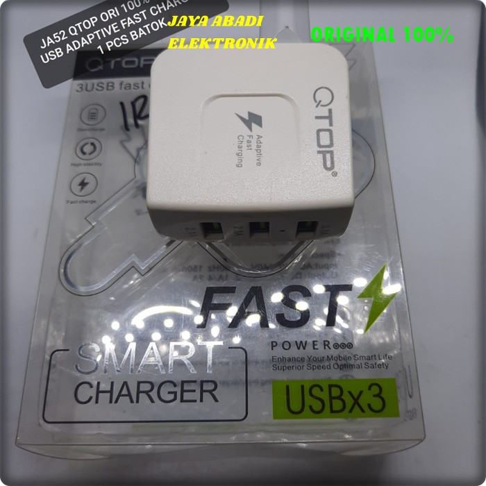 J52 ORIGINAL QTOP KEPALA BATOK 4.2A USB SUPER FAST CHARGING FLASH CAS CASAN ADAPTOR TRAVER ADAPTER CEPAT CHARGE ANDRPIT ANDROIT HANDPHONE ADAPTER TC QC QUALLCOMM UNIVERSAL MULTI ORIGINAL BISA CAS 3 HANDPHONE SEKALIGUS JADI LEBIH PRAKTIS DAN EFESIEN