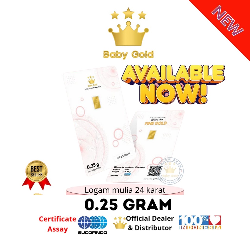 BABY GOLD LOGAM MULIA EMAS MURNI 0.25 GRAM