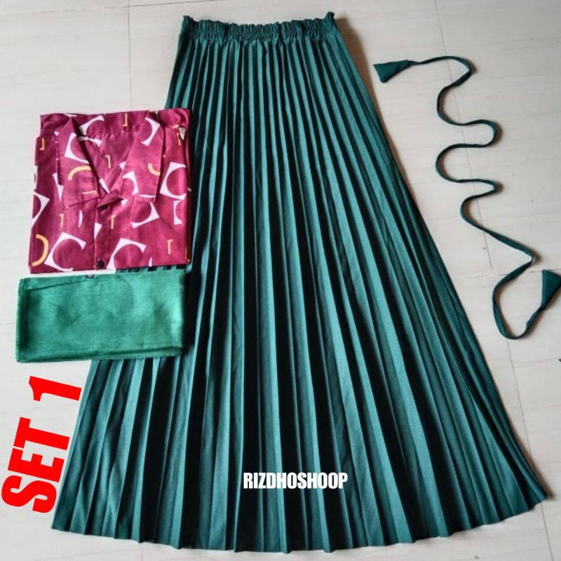 REALPICK PAKET KOMPLIT KEMEJA MONALISA LD 97CM+ROK PLISKIT PREMIUM ALSIZE+HIJAB SAUDI RAWIS