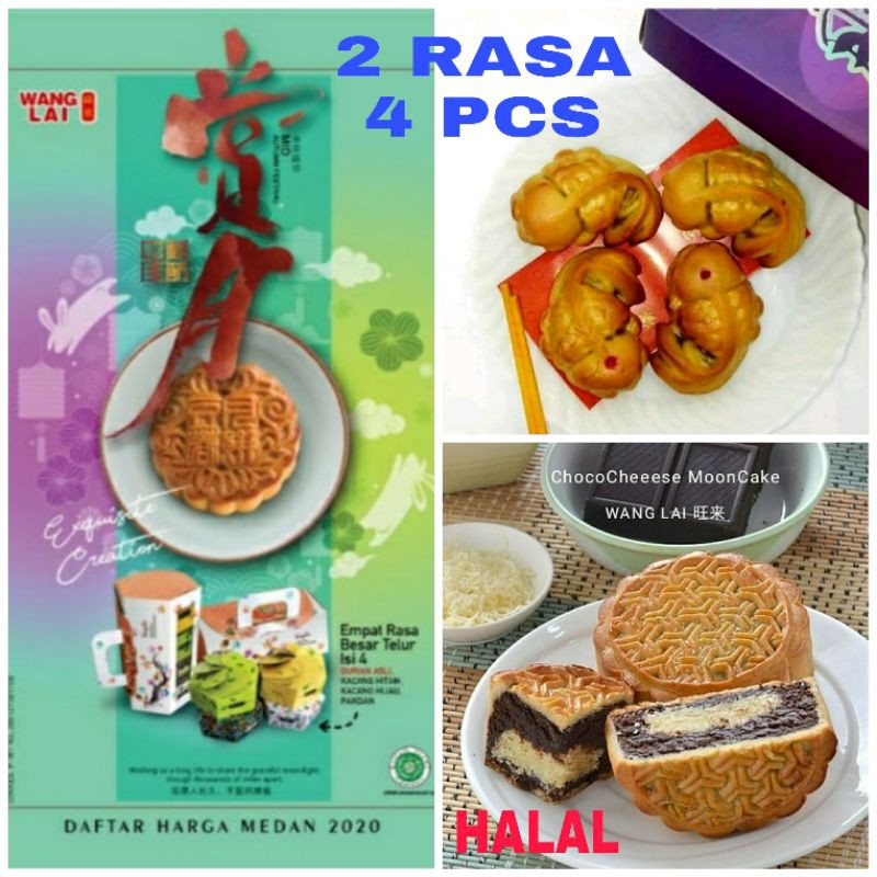 Kue Bulan WANGLAI MEDAN Harga Grosir | Dua Rasa isi ( 4 pcs ) | Mooncake Vegetarian | TIONG CIU PIA