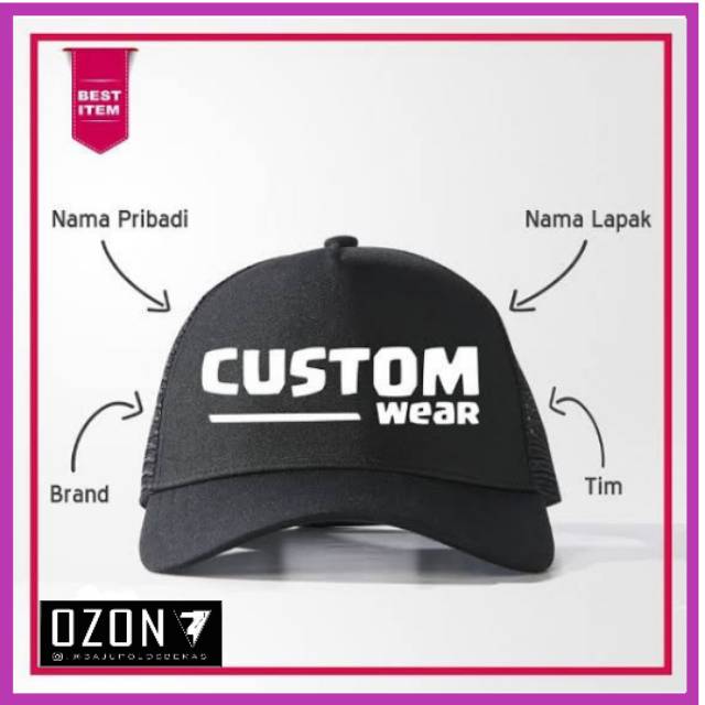 Topi polos topi trucker custom desain sendiri kata2